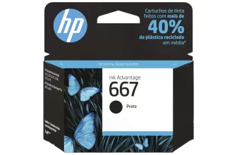 Cartucho de tinta HP 667 preto original 3YM79AB para impressoras Deskjet 2376 2776 6476 5076 5276