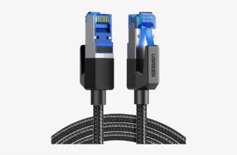 Cabo Ethernet Cat 8 UGREEN 6 pés trançado blindado alta velocidade 40Gbps em uso para conexão de rede